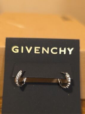 Givenchy Silver Pavé Huggie Earrings